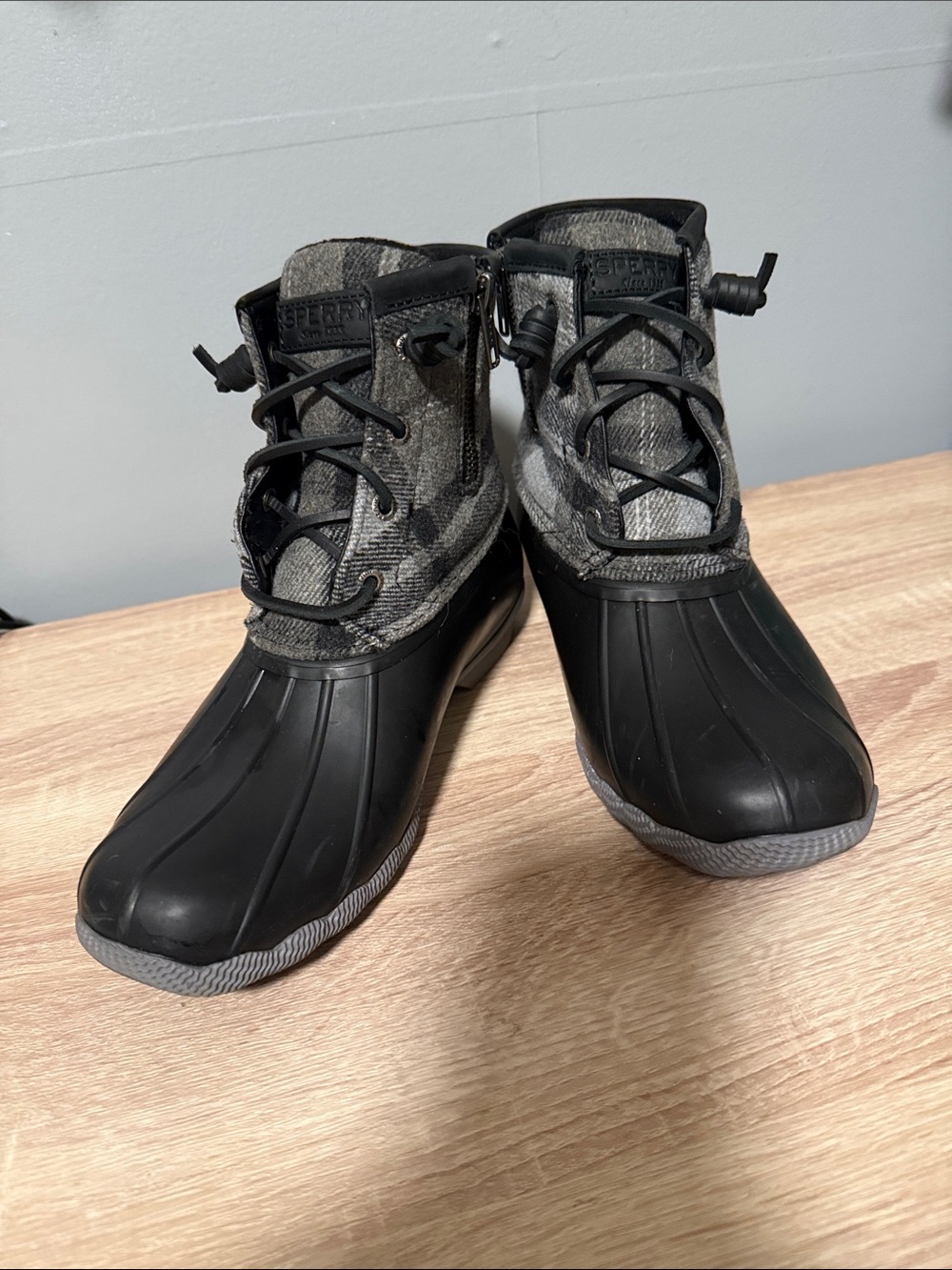 Sperry Saltwater Plaid Duck Boots